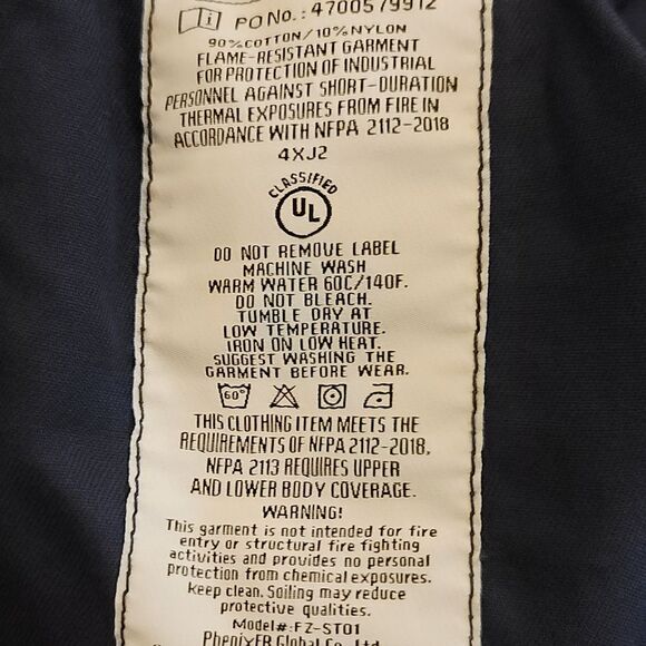 Wolverine Flame Resistant FR CAT 2 Blue Button Up Long Sleeve Shirt Size Medium - Picture 8 of 10